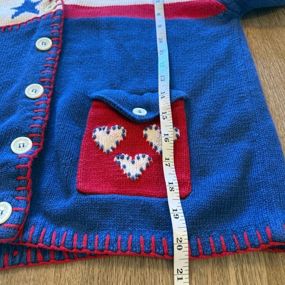 Vintage Cardigan Women’s Large Americana American Flaflg Flag Red White Blue - Picture 7 of 8